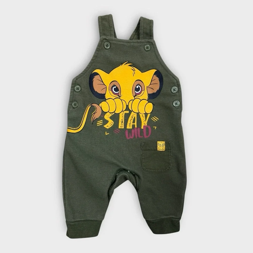 Disney Baby Primark Simba Lion King Stay Wild Green Ribbed Overalls 0-3M 62cm